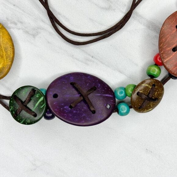 Colorful Coconut Shell Beaded Boho Tie Belt Small (S) ✨ - Picture 9 of 13